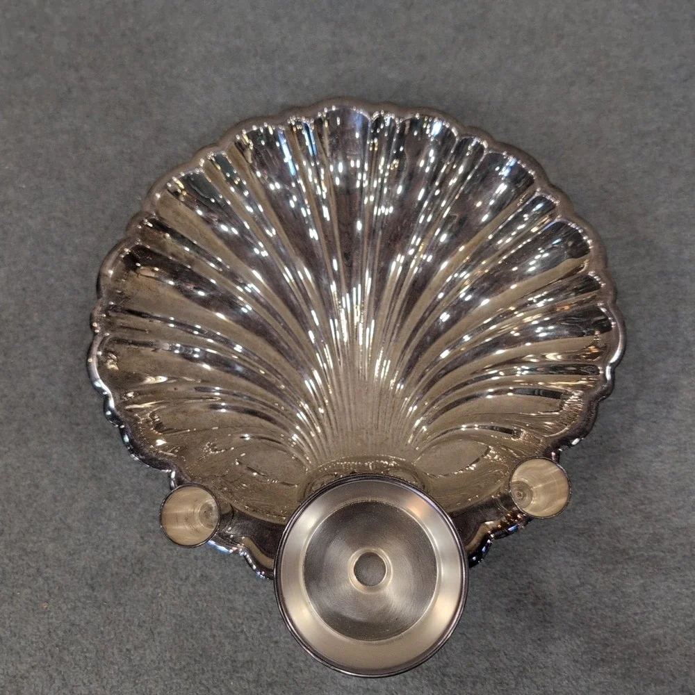 The Sheffield Silver Co Silver Plated Shell Chip and Dip Serving Set Made in USA